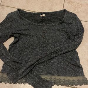 Hollister Long Sleeve Knitted Lace Top